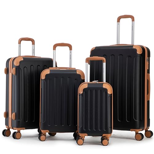 Boleedy Juego 4 Maletas de Viaje (40/56/66/76CM) ABS Rígidas con Cerradura y Ruedas 360°,Set Trolley Incluye Maleta Cabina,Ideal Negocios y Familia