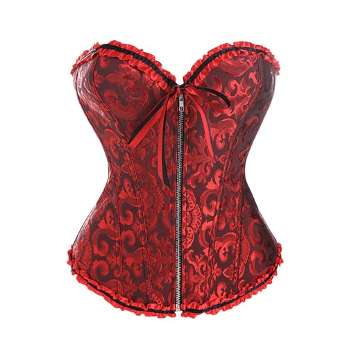 XMAIYIF Corsetto Donna Corsetto da Donna con Cerniera con Cerniere Corsetti da Donna E Corsetti Gotici da Donna-Rosso-S