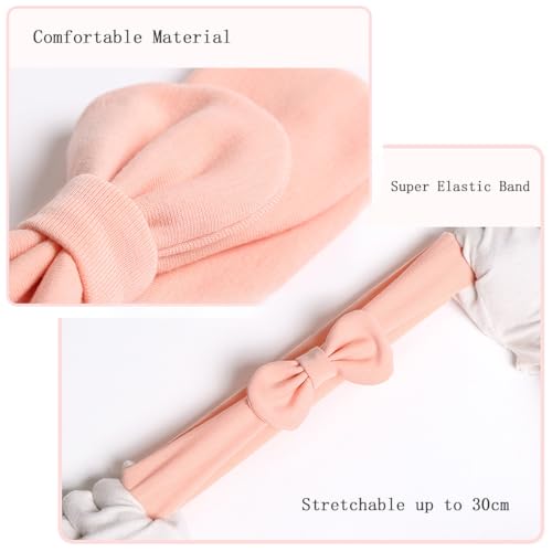 Soft Bow Headband for Baby Girls Newborn Bow-knot Elastic Hair Band Turban Toddler Infant Stretchy Headwraps Hair Bow Accessories for Baby Birthday Party Shower (Piont - Pink, Standard)3