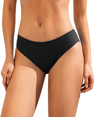 Battewa Period Swimwear Panties Leakproof Menstrual Bikini Waterproof Bottom UPF 50+ Swim Brief Period Absorbent Pad for Teens Girls Women (Black S
