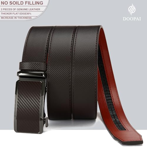 Image of DOOPAI Men's Ratchet Leather Belt Set - 2 Pack Sliding Belt Adjustable For Gift Mens Dress Casual 1 3 /8 inch,Cut for Fit