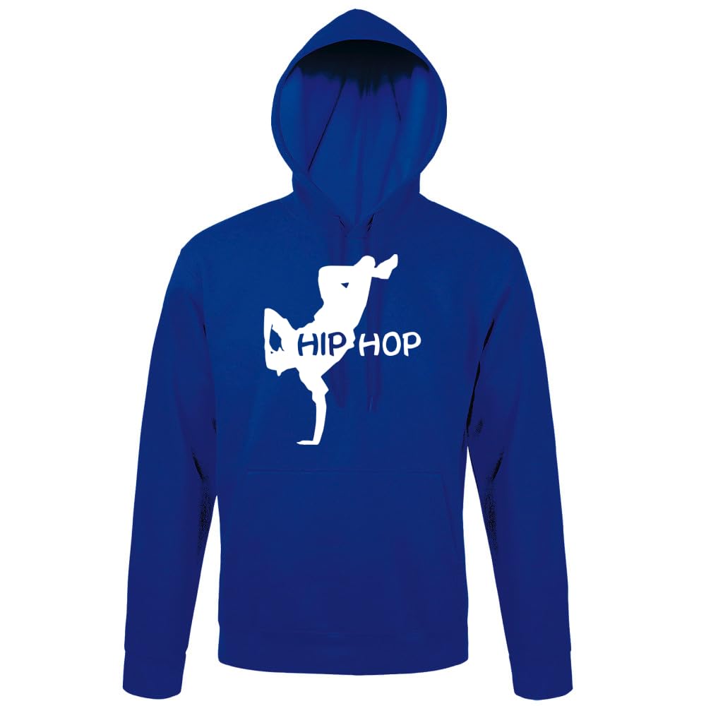 Hip Hop - Felpa con cappuccio da uomo, Blu Royal, XXXXL