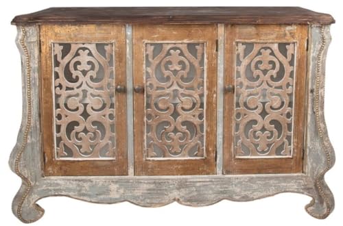 Casa Padrino aparador de Estilo campestre Shabby Chic con 3 Puertas Gris/Beige/Oro/marrón 132 x 42 x A. 92 cm - Muebles Estilo campestre - Muebles Shabby Chic - Interiores Estilo campestre