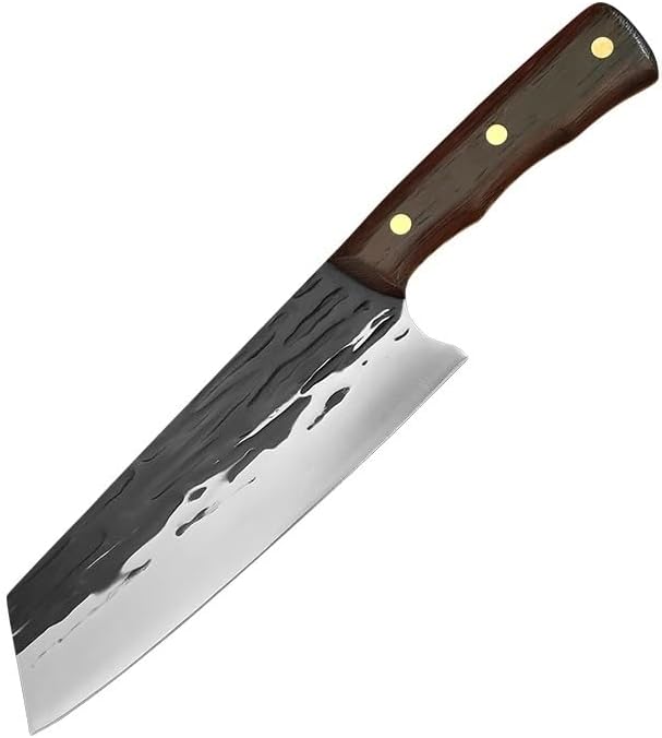 Meat Cleaver Knife, 8 Inch Forged Cleaver Meat Chef Knives Full Tang Handmade Kitchen Butcher Knife Stainless Steel Slicing Knife Wooden Handle