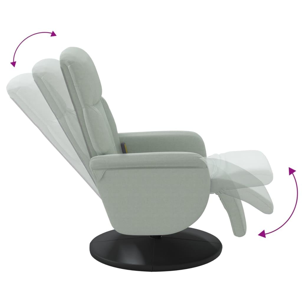 vidaXL Fauteuil Inclinable de Massage Repose-Pied, Siège avec Accoudoirs, Chaise de Relaxation avec Dossier Salon, Moderne, Gris Clair Velours