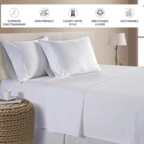 Egyptian Cotton Sheets For Queen Size Bed, Certified 800 Count Queen Sheet Set, Luxury Cotton Queen Bed Sheets Queen Sheets Deep Pocket, Egyptian Cotton Sheets Queen Size - White #TOP2