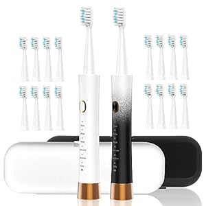 STAROYAL 2 Pack Electric Toothbrush – IPX8 Waterproof Toothbrush Automatic, with Smart Time Reminder Travel Electric Toothbrush, 6 Cleaning Modes Smart Toothbrush, Electric Toothbrush for Adults