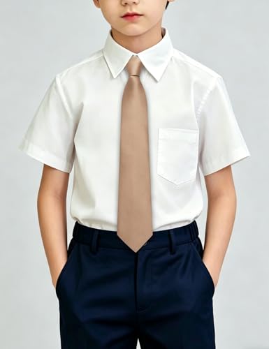 Image of Hi-Tie Pretied Boys Ties Solid Color Kids Adjustable Necktie Lapel Pin Clip Set Age 8-12 Wedding School Graduation
