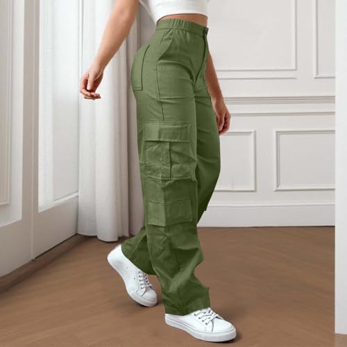 Cargo Pants Women Baggy High Waisted Wide Leg Stretchy Pants with Pockets Casual Lightweight Streetwear Clothes2