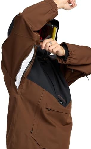Volcom Men's Brighton Pullover Snowboard Jacket – Stretch Fabric, Zip Tech®, Fully Taped Seams, Brown, X-Small - 4