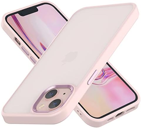 Shockproof Phone Case,Compatible for iPhone 13 Case, 4FT Military Drop Protection Translucent Matte Hard Back with Soft Edge Airbag Protective Phone Cases for iPhone 13 (Pink)