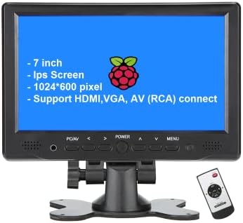 LONCEVON-7 inch Mini Monitor Small HDMI Monitor Portable HD 1080P VGA Monitor LCD Screen for PC/Mac Mini/TV/Raspberry PI/Camera/Gaming; IPS 1024X600 Pixels, Build in Speakers & Earphone Jack