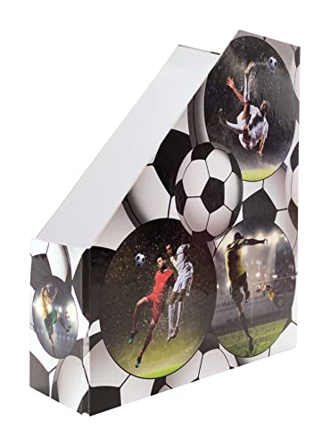 Image of HERMA 19716 Magazine File A4 with Football Motif, 7.5 cm Wide, Foldable, Sturdy Cardboard, Slim Magazine Holder for Girls and Boys, Standing File for Storing Documents, Documents, Folders