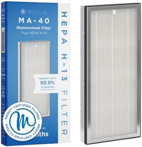 Medify Air MA-40 Genuine Replacement Filter | for Allergens, Wildfire Smoke, Dust, Odors, Pollen, Pet Dander | 3 in 1 with Pre-filter, H13 HEPA, and Activated Carbon | Removal to 0.1 Microns | 1-Pack