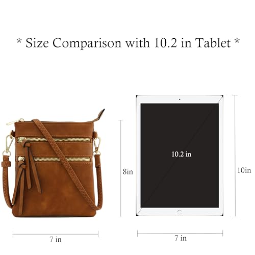 Image of Isabelle Small Lightweight Shoulder Bag for Women, Mini Multi Zipper Pocket Crossbody Handbag with Adjustable strap