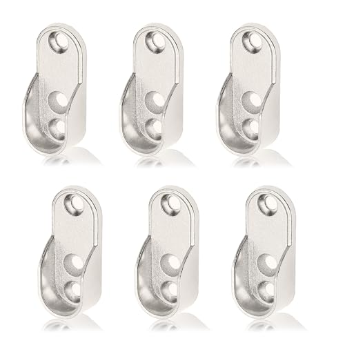 6 Stück Kleiderstangenhalterungen, Kleiderstange Halterung, Schrankrohrlager Oval Halterung, 15 mm Kleiderstangen Halterung Schrank Zinklegierung für Kleiderstange Schrank