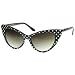 zeroUV - Polka Dot Cat Eye Womens Mod Fashion Super Cat Sunglasses (Black-White/Smoke Gradient)