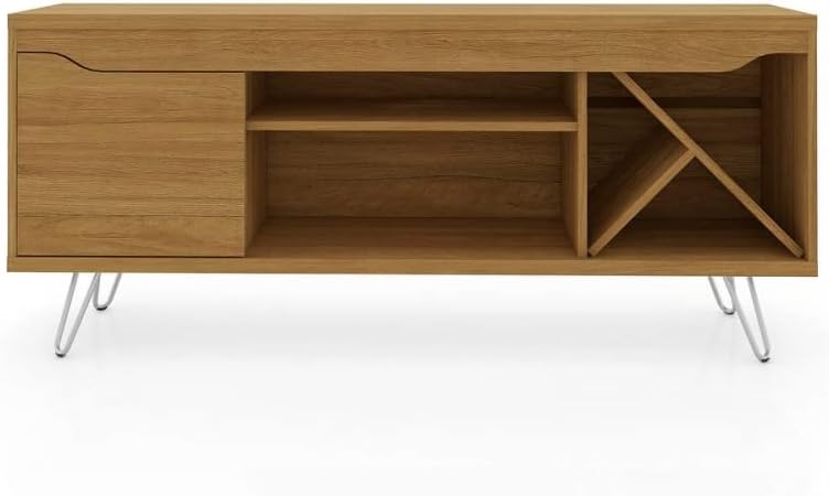 Baxter Mid-Century- Modern TV Stand with Wine Rack in Cinnamon, 23.03 x 53.54 x 14.17 in.