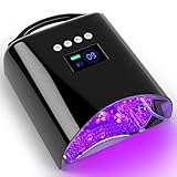BOMOQING Cordless UV Nail Lamp, 96W Rechargeable UV Light for Gel Nails with Automatic Sensor & 4 Timers, Portable LED Nail Lamp, Professional Nail Dryer for Salon & Home (Black)