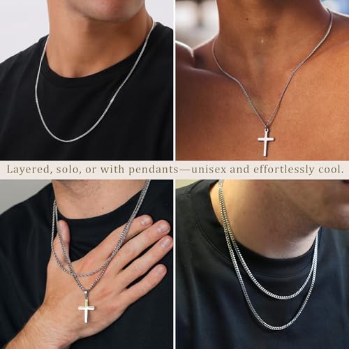 3mm Cuban Link Chains for Women Men, s925 Sterling Silver Plated Necklace Curb Chain 14, 16, 18, 20, 22, 24 Inch4