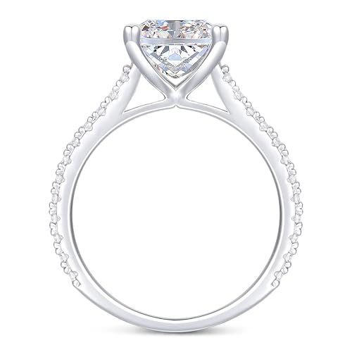 14K Gold Moissanite Engagement Rings 4 Carat 8x10mm Radiant Cut Moissanite Rings 14K White Gold Radiant Cut Engagement Ring for Women2