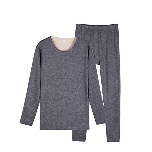 Sous-vêtement thermique homme haut bas gris col rond polyester
