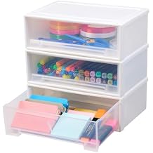 Small Plastic Storage Drawers, Hair Accessories Organizer Stackable Drawer Container Bins for Pens, Stationery, Pencils, Markers, Crayons, Art Craft Supplies, Makeup, Jewelry White