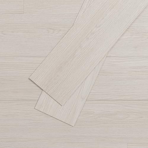 Peel and Stick Floor Tile Waterproof Vinyl Flooring 36-Pack 54 Sq.Ft, DIY Self Adhesive Wood Plank for Bedroom, Kitchen, Living Room, Cotton White 36 x 6 inches Cotton White 36