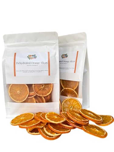 SurreyFruitCo Dehydrated Orange Slices Slow Dried Citrus Garnish for Cocktails Baking Snacking and Mocktails Dried Oranges Dried Orange Wheels (100 grams) Approx 40 Slices