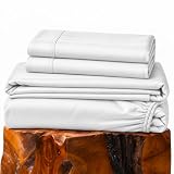 Olive + Crate Tencel Sheets, King White Snow, 18-Inch Deep...