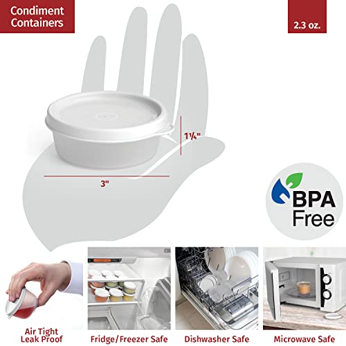 Condiment Cups Containers With Lids- 8 Pk. 2.3 Oz.salad Dressing Container To Go Small Food Storage Containers With Lids- Sauce Cups Leak Proof Reusable Plastic Bpa Free For Lunch Box Picnic Travel #TOP1