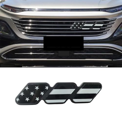 Image of Car Grille Decoration Badge - Tri-Color Grille Badge Emblem Front Grille Insert Trims - Car Truck Label Decoration Accessories Fit for Tacoma 4Runner Tundra Sequoia Rav4 Highlander (USA-Black)