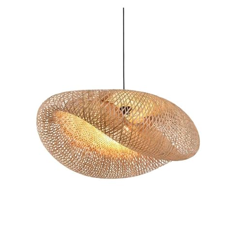 Lustre en rotin bohème 50cm parfait pour éclairer chaleureusement une salle à manger