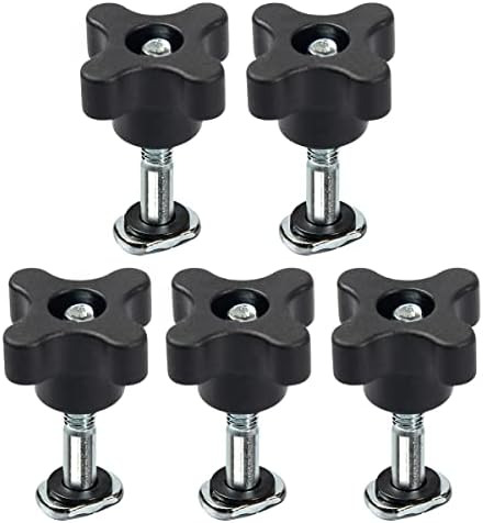 DDWT M6 x 40mm T-Track Bolts Knob Kit T Slot Bolts T Track Accessories for Woodworking Jigs and Fixtures - 5 Pack
