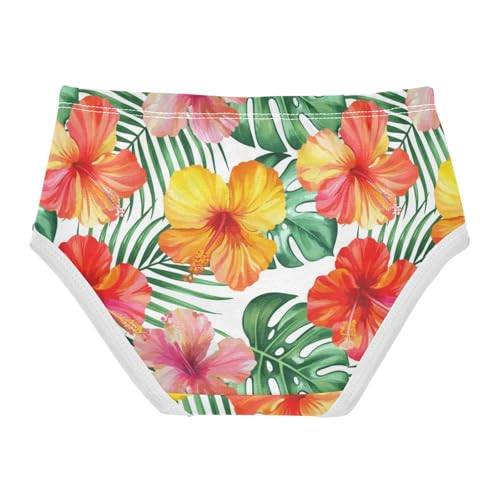 Joisal Vibrant Tropical Hibiscus Flowers Toddler Girls Underwear 2t Cotton Panties Little Girl Fun Print Briefs Girls Undies2