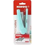 Kores - Grapadora Oficina Modelo Colors + 1.000 Grapas 24/6, Color Azul Soft, Tamaño 12,5x5,5x3cm, Capacidad 20 Hojas de Papel de 80g, Compatible con Grapas 26/6, Material Escolar y Profesional