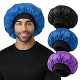 3Pcs Satin Bonnets for Women Men, Hair Bonnet for Sleeping With Soft Elastic Band, Silk Sleep Bonnet for Curly Hair Braids