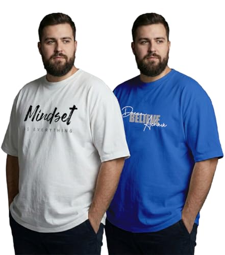 Image of XENOVAURBAN Mens Plus Size Cotton T-Shirt Combo | Combo Pack of 2 Unisex Fit Plus Size Printed Tshirts
