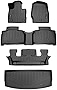 SMARTLINER Floor Mats 3 Rows - Cargo Liner Behind 3rd Row Set Black Compatible with 2020-2023 Explorer Only Fits 6 Passenger Models W/ Bucket Seat