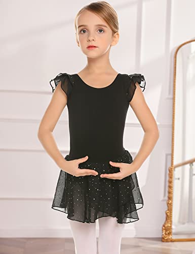 Image of Arshiner Girls Ruffle Sleeve Ballet Dance Dress Tutu Skirted Leotard