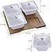 MyGift Small White Ceramic Relish Condiment 5 oz Serving Bowl Set with Glass Lids & Bamboo Tray, Set of 4