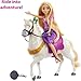 Mattel Disney Princess Toys, Rapunzel Fashion Doll & Maximus Horse Set with Saddle, Brushable Tail, Styling Accessories & Pascal Figure