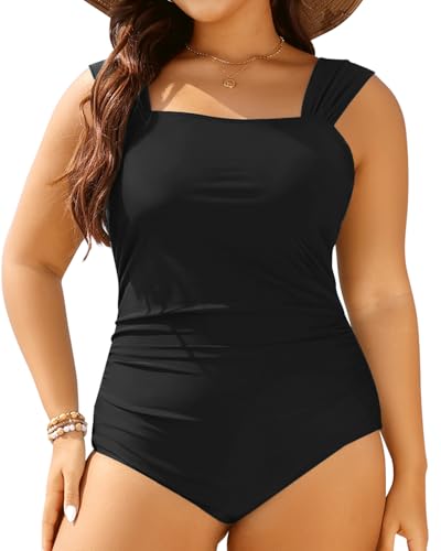 Aqua Eve Womens Plus Size One Piece Swimsuit Tummy Control Bathing Suit Vintage Swimwear