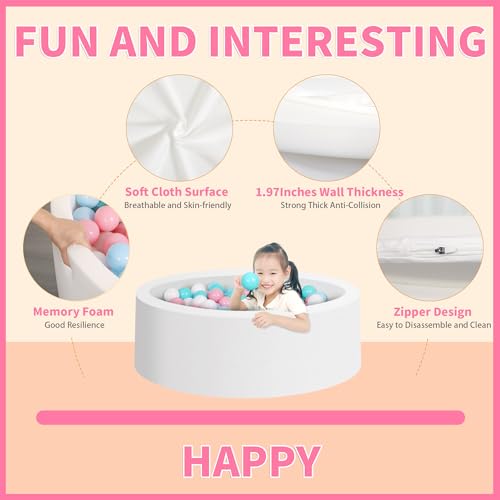 LimitlessFunN Foam Kids Ball Pit, Baby Play Ball Pool, Foldable Playpen for Toddlers | Balls Not Included |