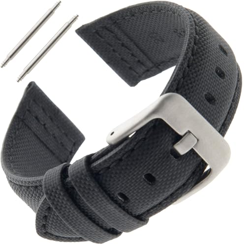 Gilden Sailcloth Black Unisex Watch Band MSSC (Black, 20mm lug width)