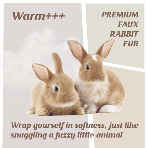 Battilo Cream Rabbit Faux Fur Throw Blanket for Couch, Soft Fluffy Ruched White Fur Blanket, Cozy Thick Warm Fuzzy Large Mink Blanket for Bed Sofa Winter 60"x80"(Cream) — view 4