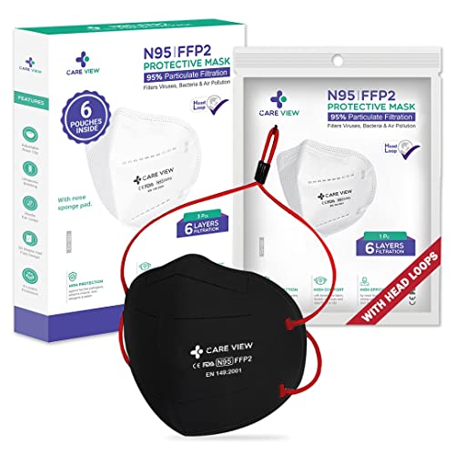 Careview Model No. CV1221H DRDO Approved Unisex Head Loop Style 6 Layered Filtration N-95 Protective Face Mask with 2 Melt Blown Layers (White) -Pack of 30