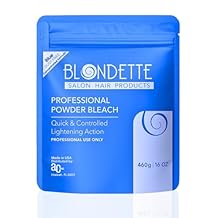 Professional Blondette Dust-Free Blue Hair Powder Bleach 460 g, 16 oz, Quick and controlled Lightening Action, lifting up to 7 levels or more, Made in USA, with measuring spoon included