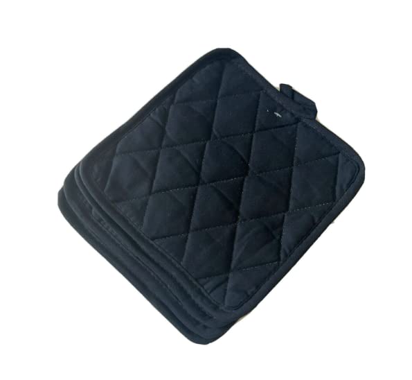100% Cotton Pot Holder Great Heat Resistance HOT PAD, TRIVETS for Cooking and Breaking Great Gift 4 PCS (Black)