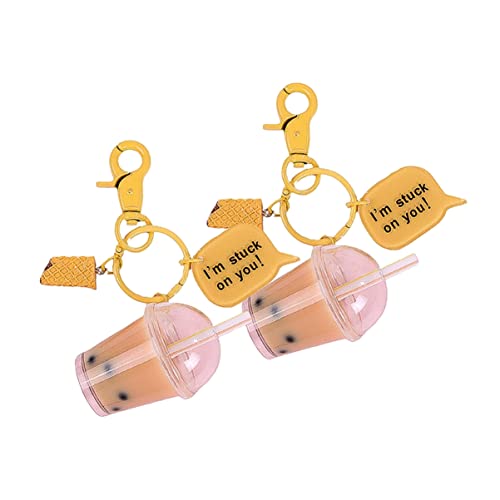 TENDYCOCO Car Pendant Ornament Keychain Bubble Tea Keychain Accesorios de Té de Keychain Keychain...